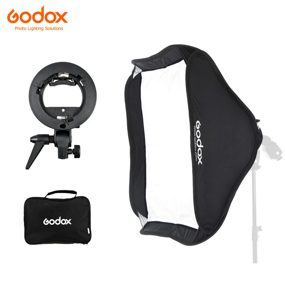 Софтбокс GODOX 80x80 см с кронштейном типа S стабильный Bowens держатель для вспышки