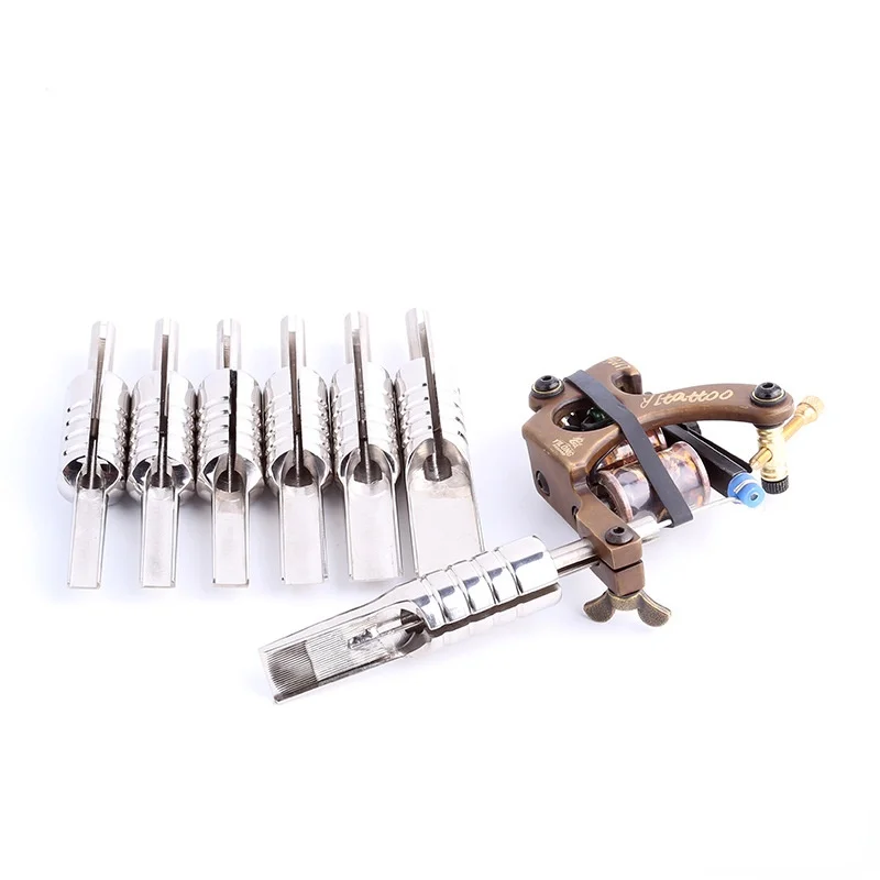 Tattoo Stainless Steel Large Row Handle Needle Nozzle 19F/23F/25F/29F/35F Tattoo Fog Machine Handle Studio Supplies Makeup Set