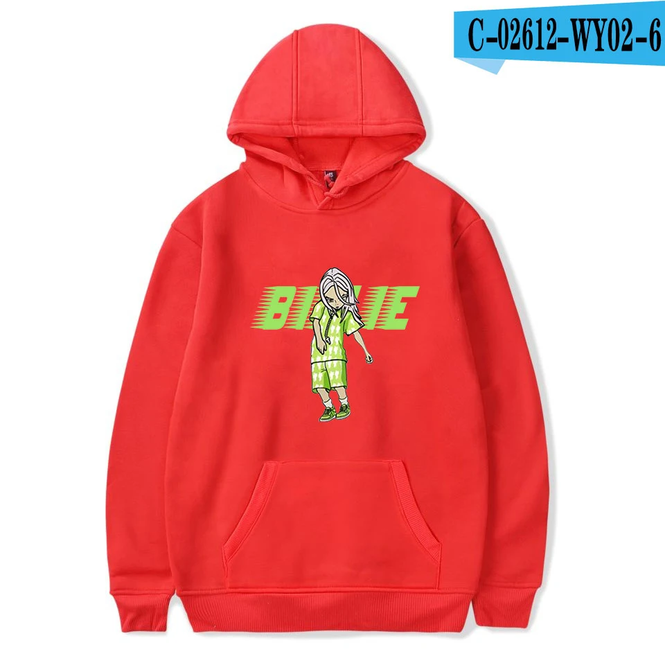 Billie eilish толстовка женская/мужская с длинным рукавом толстовки с капюшоном горячая Распродажа повседневные трендовые уличные толстовки - Цвет: 2612-dm-red
