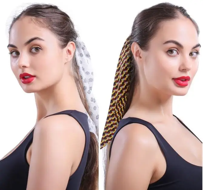 100pcs/lot DIY Simple Stripe Ponytail Large Intestine Long Hair Band Bowknot Rubber Band Hair Styling Tools Accessories HA1342