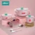 5 PCS-Pink Usbon, 5 шт., набор посуды для детей, 316 нержавеющая сталь, миска для кормления детей, ложка, вилка, мультяшная миска для малышей - Цвет: 5 PCS-Pink
