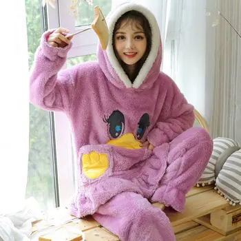 

Winter Girls Flannel Sleepwear Pijama Mujer Women Cartoon Pajamas Set Animal Pyjama Women Winter Warm Nightwear Homewear Clothes