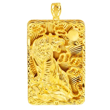 

Fashion Gold-plated Tiger Pendant Necklace Chinese Hand-Carved Relax Healing Women Man Luck Gift Amulet Sweater Chain