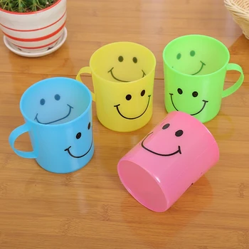 

24x Kids Plastic Smiley Face Cups-Handled Mugs Camp/Travel Party Set