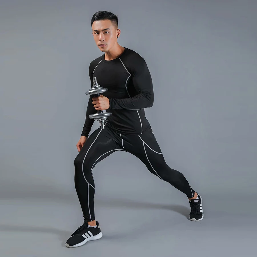Second Skin high quality quick-drying compression men's sports suits suits runners sports fitness training running track suits