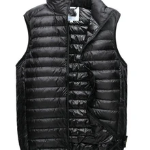 Зимний мужской жилет с белым утиным камнем, Сверхлегкий жилет без рукавов, модная куртка со стоячим воротником, Мужской Свободный жилет