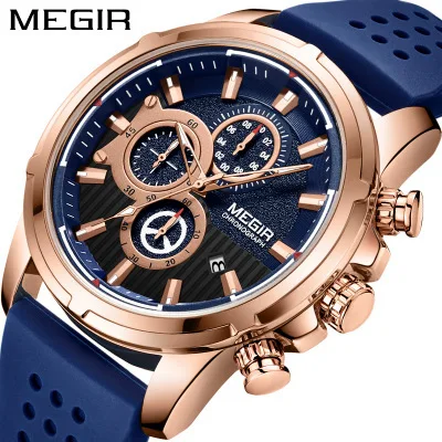 

New Style mei gainer megir Multi-functional Large Dial Calendar Silica Gel Sports MEN'S Quartz Watch