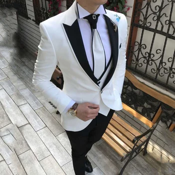 

Latest Coat Pants Designs White Suits For Men Wedding Slim Fit Formal Suit Men Groom Tuxedo Peaked Prom Costume Homme Mariage
