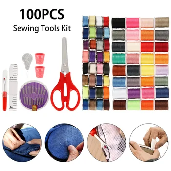 

100pc Mixed Colors Needle Thread High Tenacity Machine Embroidery Sewing Threads Hand Craft Patch Steering-wheel Sewing Supplies