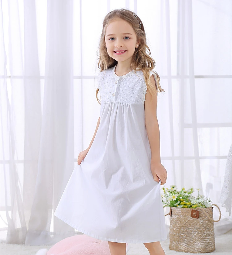 christmas pajama sets Girls Summer Sleeveless Cotton Nightdress Embroidered Children's Dress European  American Princess Nightdress Pajamas Outer Wear nightgowns elegant