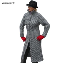 Толстый длинный свитер кардигана с длинными рукавами Зимний свитер Кардиган Уютный теплый осенний свитер кардиган Пальто