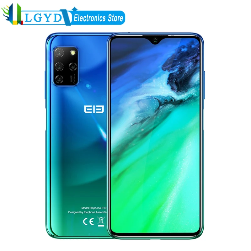 ELEPHONE E10 восьмиядерный смартфон 4 Гб 64 6 5 "Экран Quad Камера 48MP Android 10 NFC сбоку
