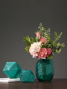 

Modern Minimalistic Geometric Glass Vase Hand-Carved Hydroponics Flower Arrangement Pots Home Decoration Accessories