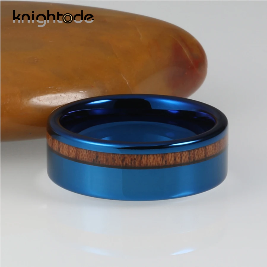 Обручальные кольца из карбида вольфрама синего цвета 6/8 мм офсетная паза красная