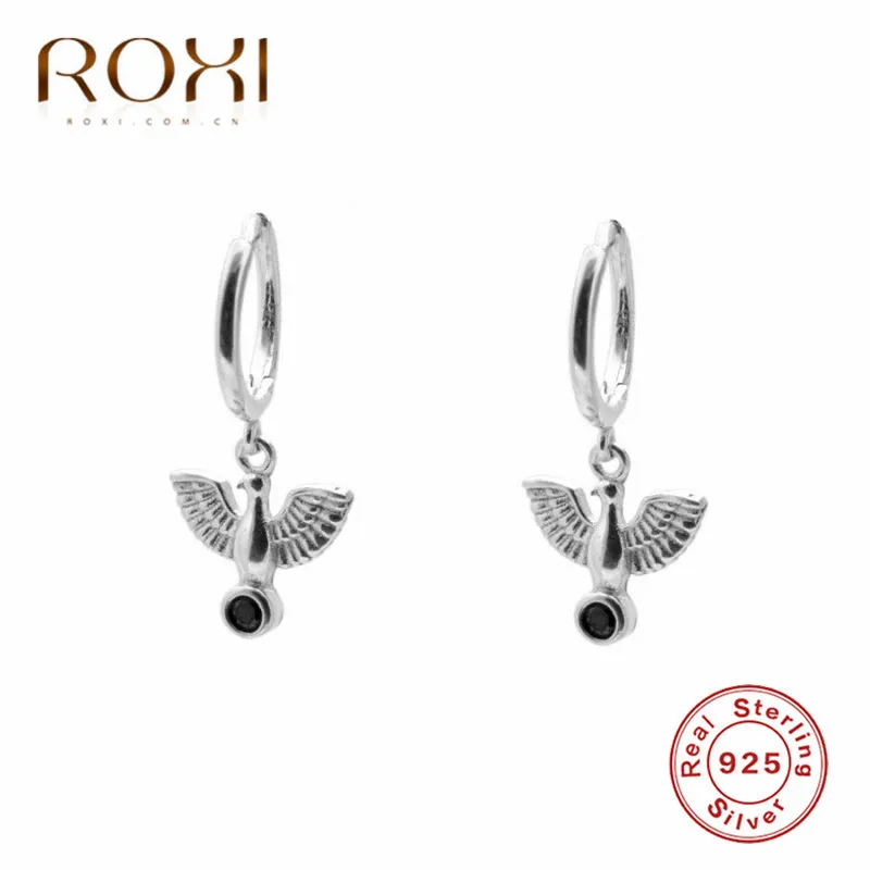 ROXI модные корейские женские серьги, 925 пробы, серебряная подвеска в виде голубя, серьги-гвоздики для женщин, подарок Brincos, маленькие серьги в виде животных - Окраска металла: Платиновое покрытие