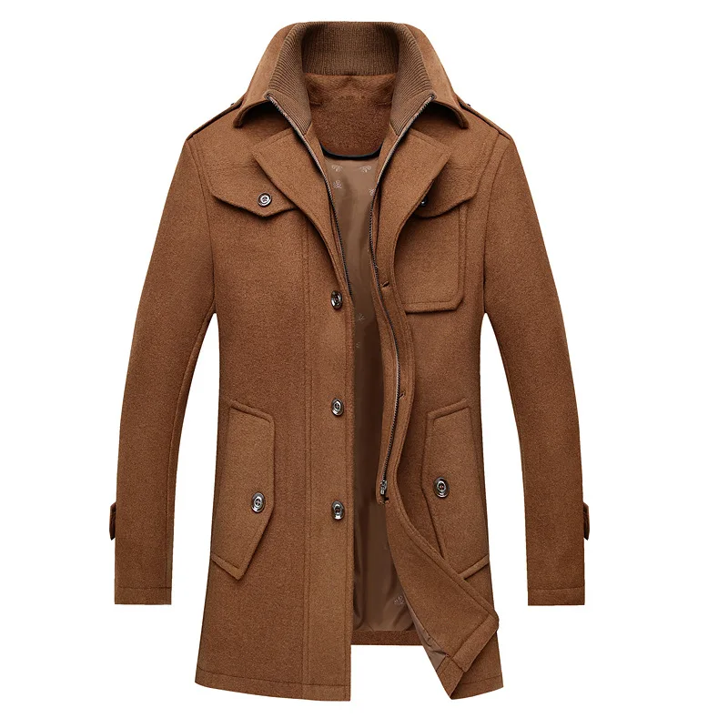 

Мужское твидовое пальто свободного размера, пальто для отца с двойным воротником, Мужское пальто на осень и зиму