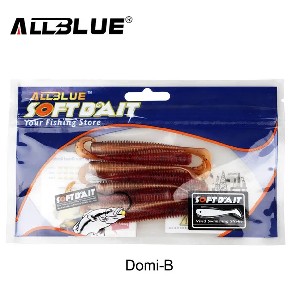 ALLBLUE DOMI одинарная Мягкая приманка с хвостом 2 г/80 мм 8 шт./партия Червячные грубы силиконовая приманка isca Искусственный бас снасти - Цвет: Color B