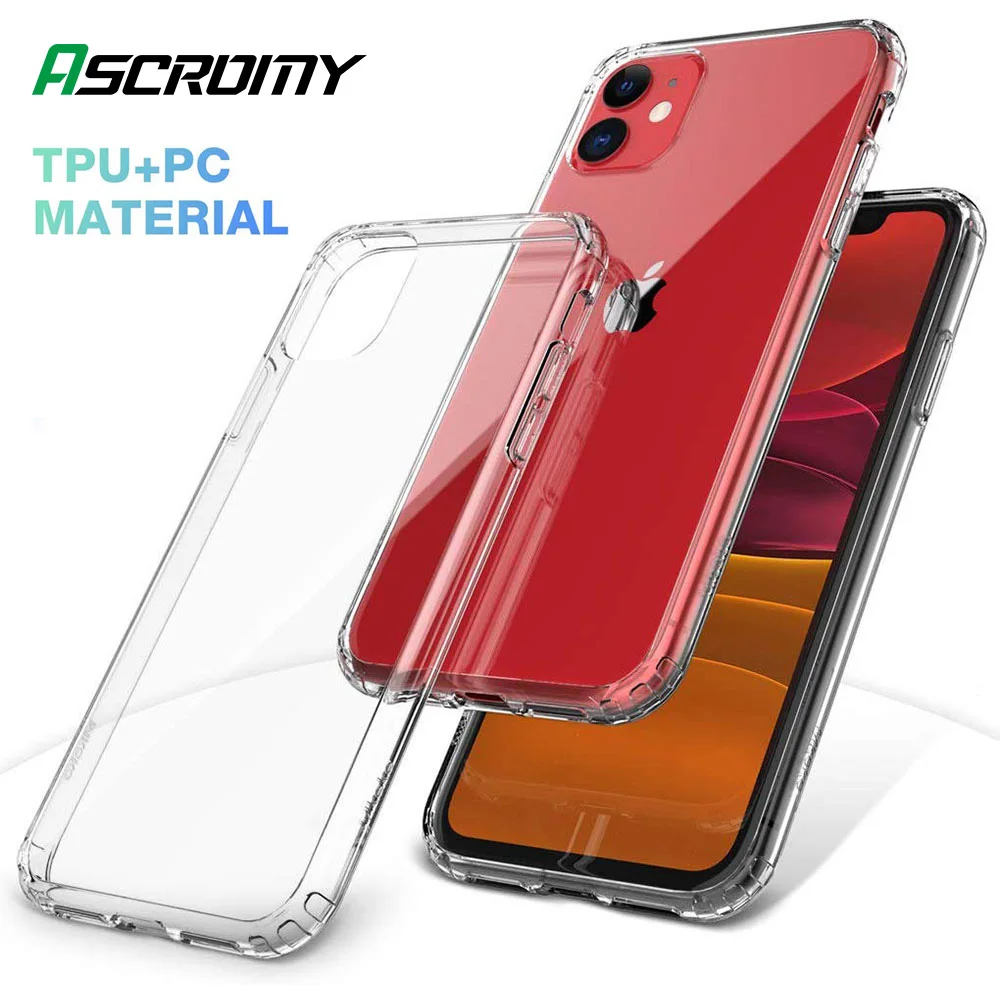 Противоударный Прозрачный чехол для Apple iPhone 11 Pro Max iPhone11 Жесткий ПК Мягкий ТПУ