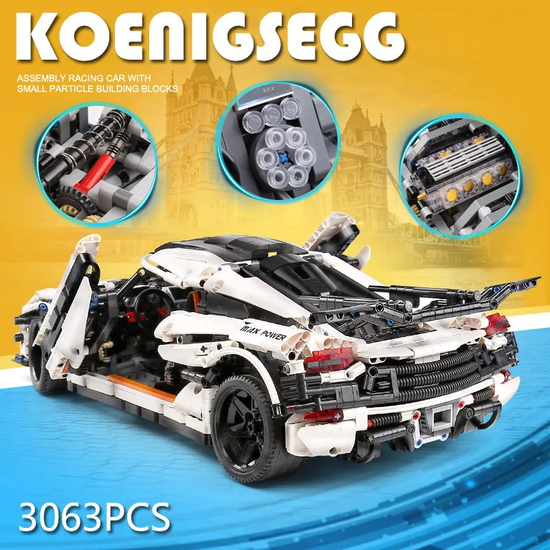 Yeshin 13120 MOC 4789 Technic koenigseзурованный Супер спортивный гоночный автомобиль городская