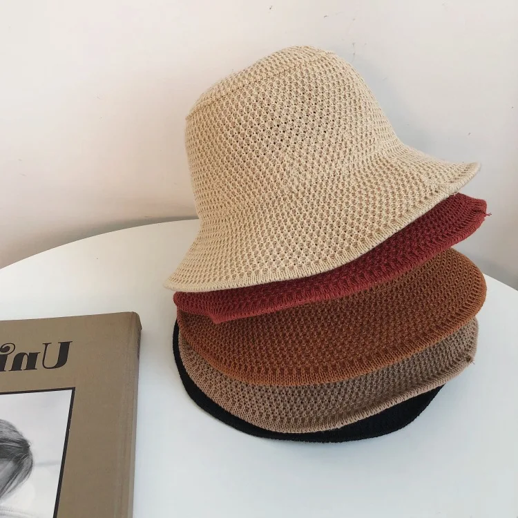 

Spring Outing Concave Modeling B by Versatile Weaving Bucket Hat Wide-Brimmed Sun-resistant Simple Adjustable Bucket Hat Women's
