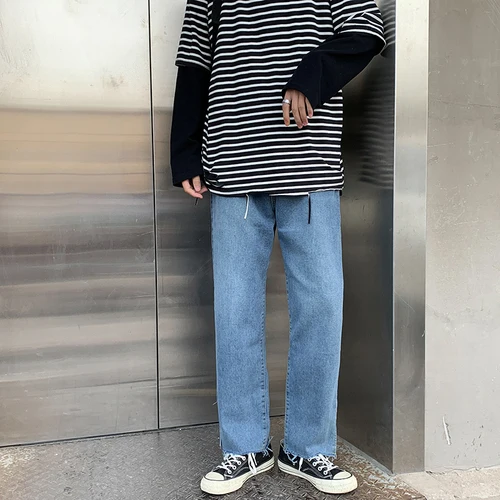 Jeans Men Solid Retro Side slit Fur 