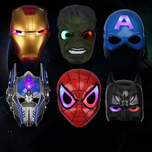 Светодиодный светящийся светильник супергероя на Хэллоуин, маска Человека-паука, детская мультяшная маска, игрушка Бэтмен, маска Железного человека, Вечерние Маски, подарок