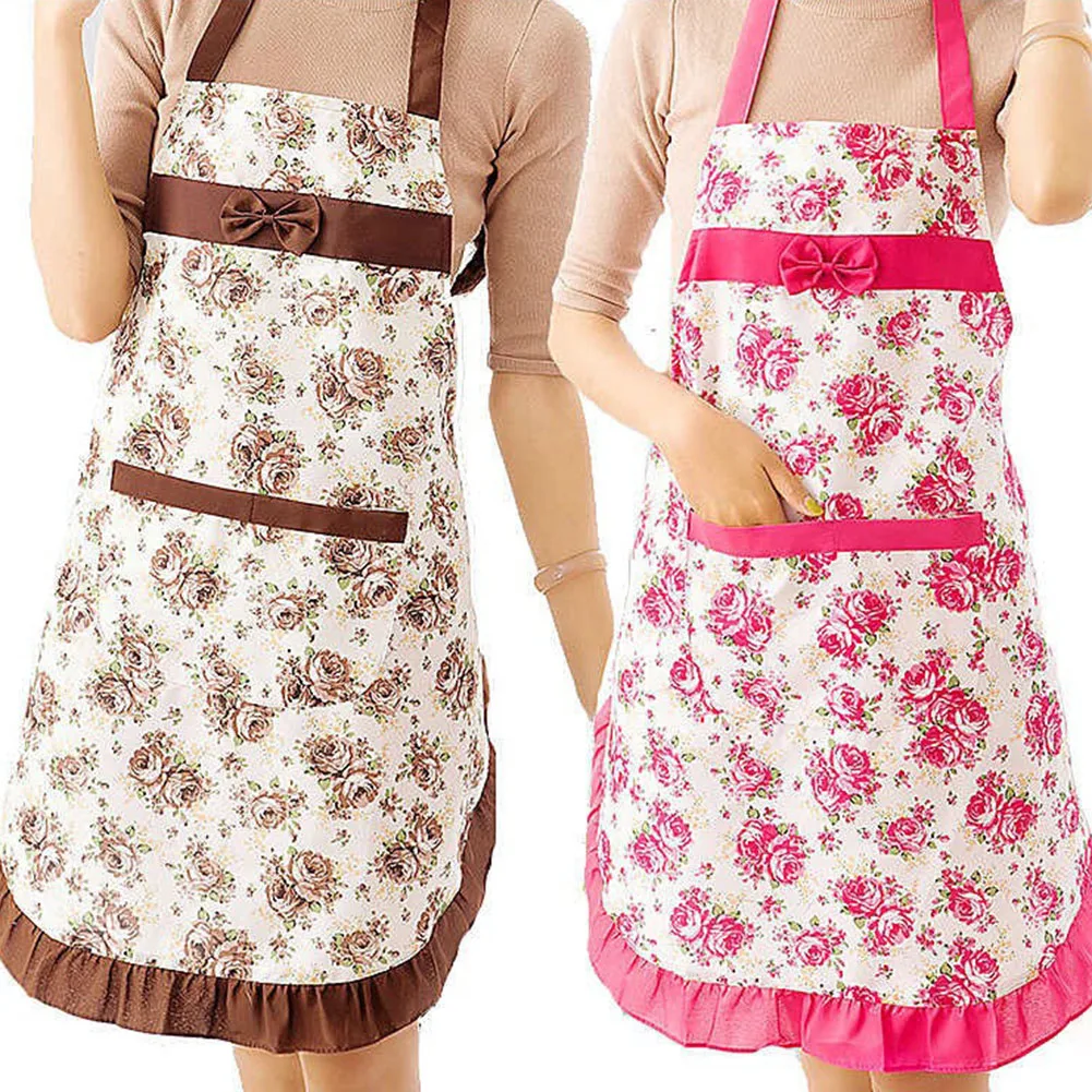 3 Pieces Kitchen Aprons for Women,Adjustable Kitchen Floral Aprons with Pockets 