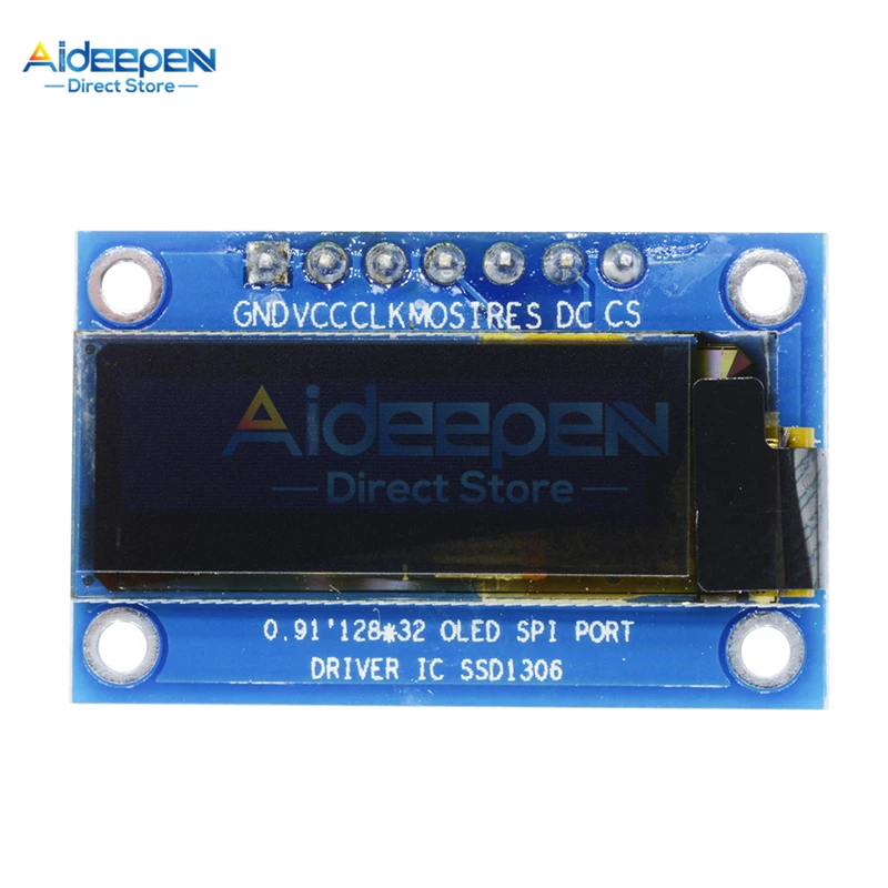 0,9" 0,91 inch 128x32 OLED ЖК-дисплей Дисплей модуль SPI 7-контактный Интерфейс SSD1306 Драйвер IC DC 3,3 в-5 в белый/синий для Arduino