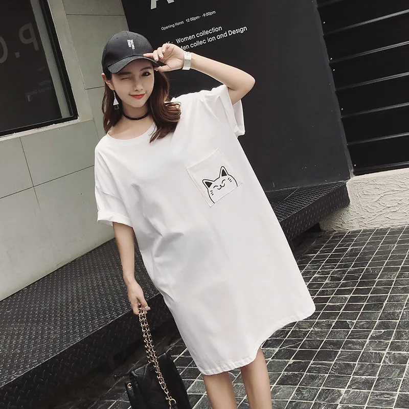 

2019 New Style Summer European Goods Large Version of Dress Korean-style Loose And Plus-sized Hip Hop BF Blame wei chao INS Thin