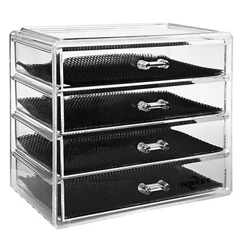 

4 Layer 4 Drawers Makeup Organizer Cosmetic Storage Boxes For Bathroom Acrylic Transparent 24*19.5*13.5cm