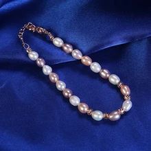 Настоящий натуральный пресноводный жемчуг браслет классический браслет модные ювелирные изделия вечерние подарок, 10 шт./партия