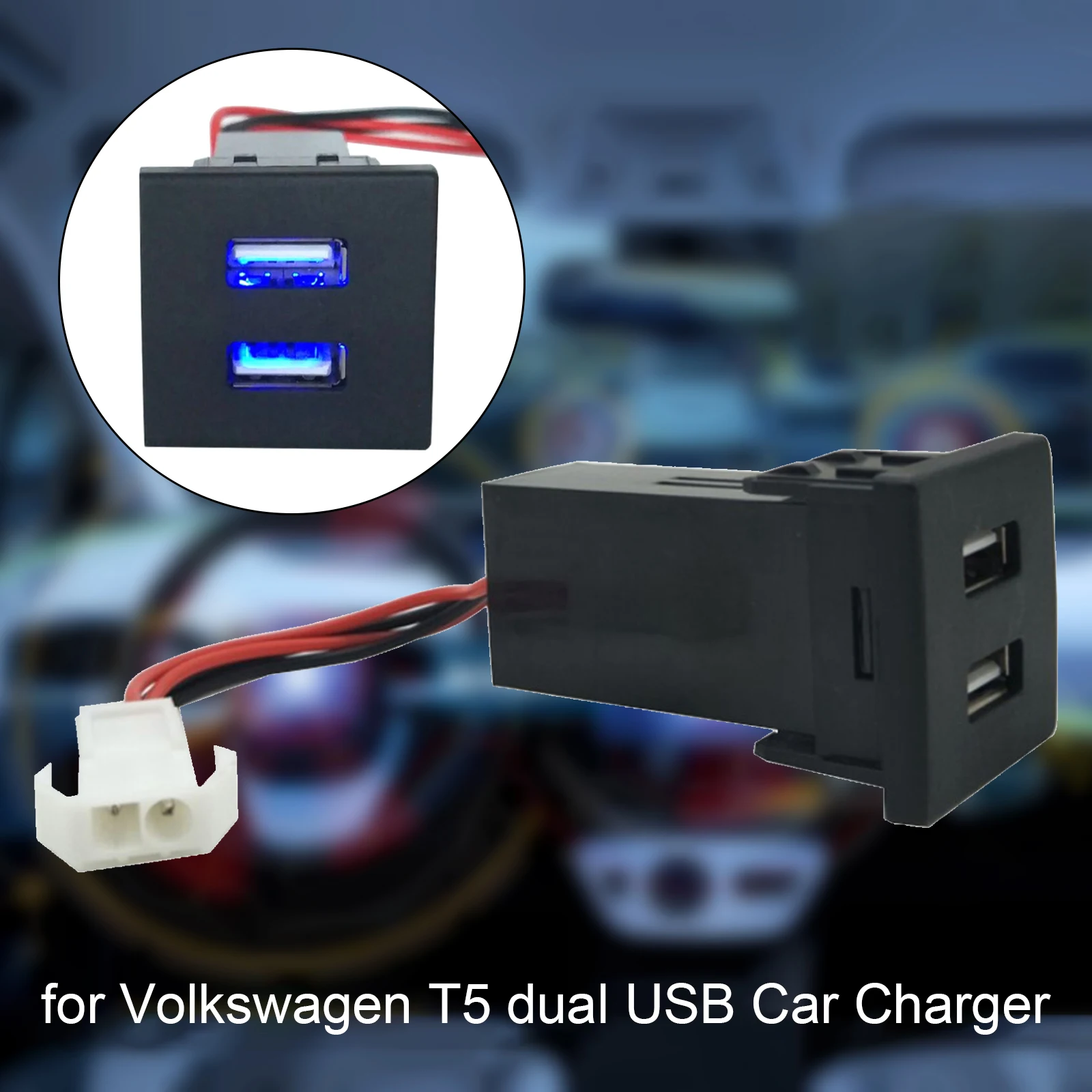 5V Car Charger Dual USB Auto Car Charger Vehicle Power Inverter Converter  Adapter Transporter Dedicated For Volkswagen VW T5