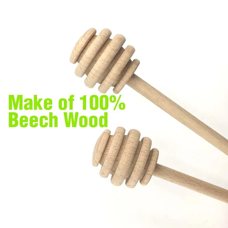 Wooden Honey Frizzler 2PCS Beech Wood Solid Wood Hard WoodHoney Dipper Wooden Stiring Spoon Kitchen Utensils