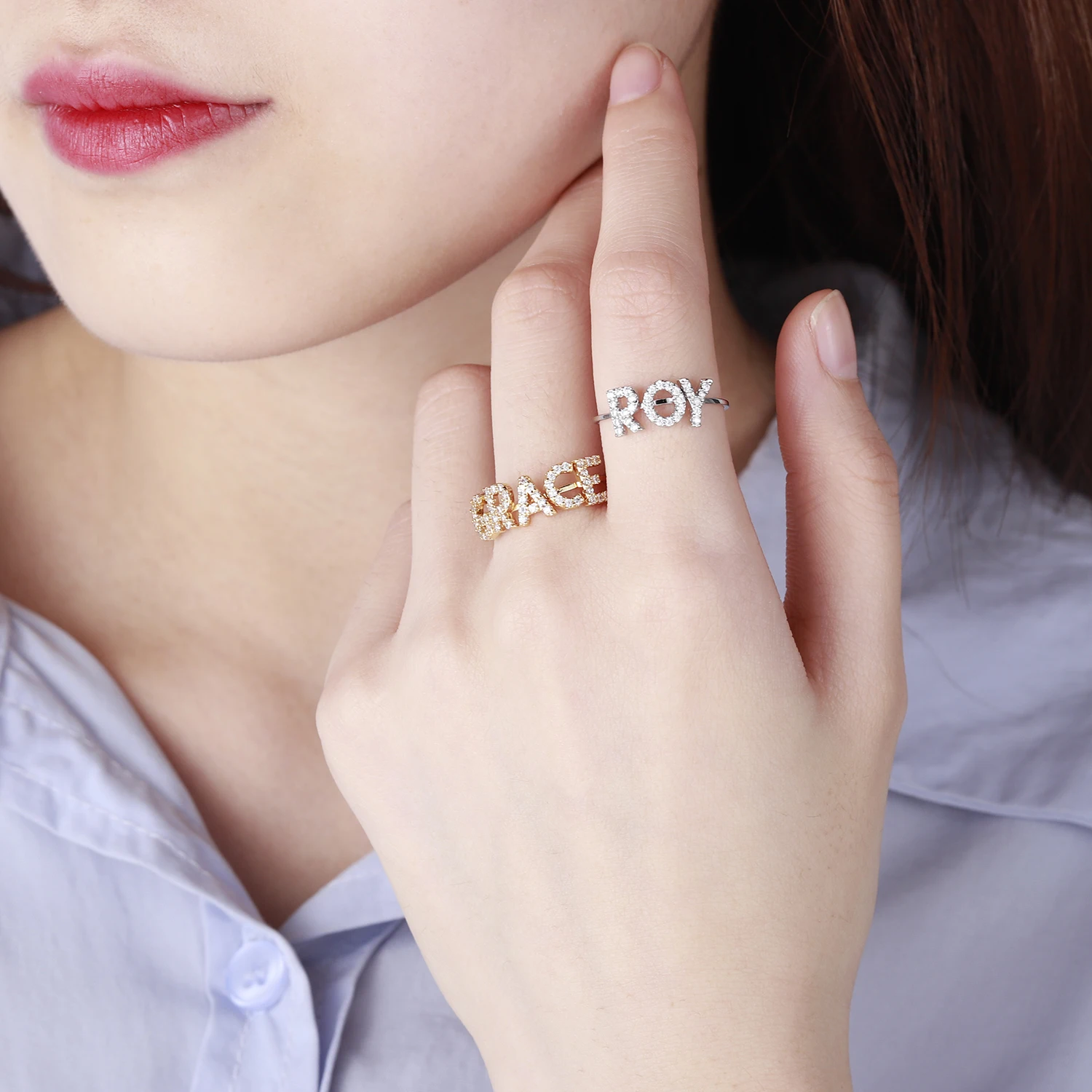 Custom Name Ring Diamond Letter Ring 
