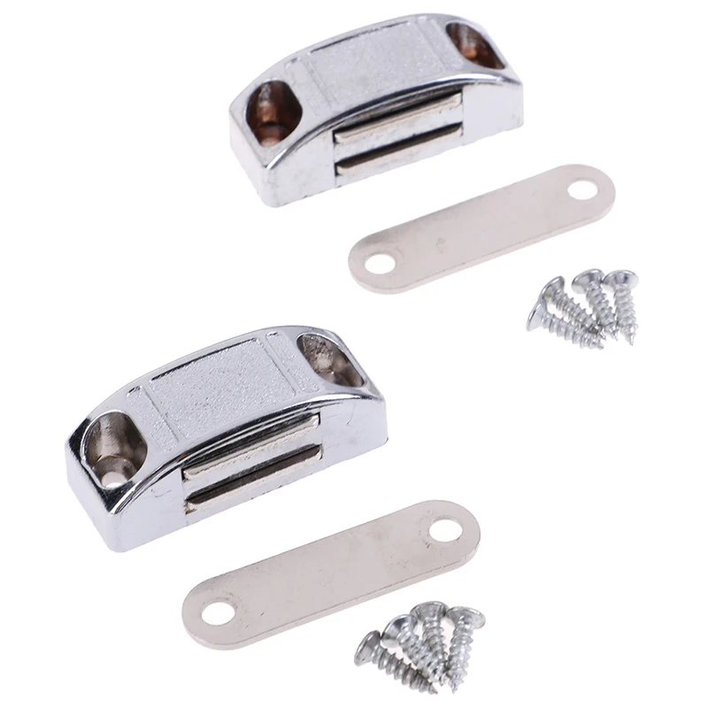 2sets 42*17MM Magnetic Door Catches Cupboard Wardrobe Magnetic Cabinet Latch Catches Stop Stoppers Self-Aligning Magnet