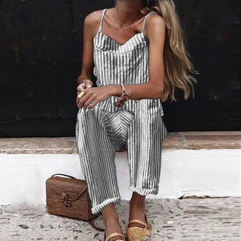 

Women Jumpsuit High Waist Rompers Yellow Strap Top Wide Leg Pants Female Summer 2020 Jumpsuits Ladies