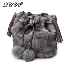 Зимняя сумка с леопардовым принтом из кроличьего меха, сумка-мешок через плечо, сумки на плечо для женщин, сумка-мессенджер, корзина, Роскошные Дизайнерские Сумочки