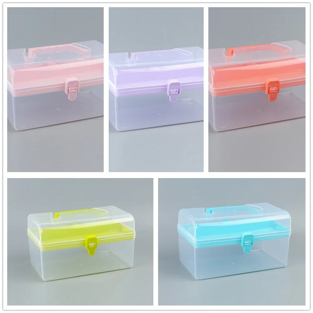 

Clear Plastic Multipurpose Portable Handled Organizer Storage Multifunctional storage box for household medicines and sundries