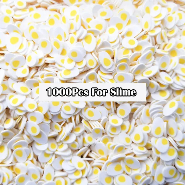 1000 шт слайм Fimo Poker ломтики наполнитель для слизи Фрукты Fimo дополнение талисманы для Diy Lizun аксессуары глиняные принадлежности игрушки для дизайна ногтей - Цвет: Egg Slices
