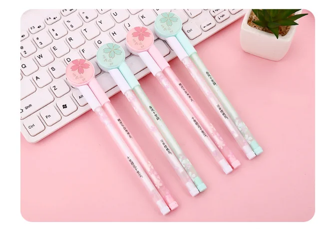 Wholesale Gel Pen Creative Cherry Blossom Penalty Neutral Pen 0.5mm Students Stationery Writing Tool Office Supplies GP578