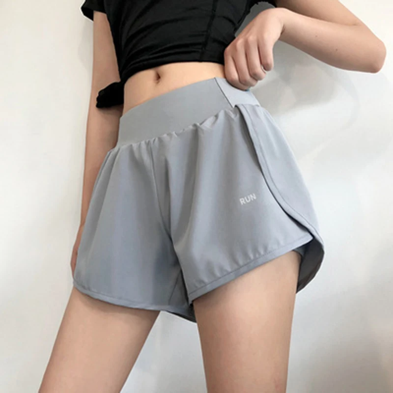 OEING Women 2 In 1 Running Shorts Elastic Waist Pocket Yoga Shorts Woman Cycling Sports Gym Fitness Sportswear