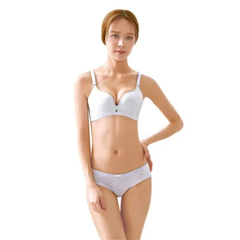 

Lingerie Sexy Bra Sets For Women No Rims Pure Cotton Thin Gathered Seamless Bra+ Briefs Underwear set