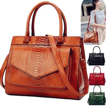 

2019 High Quality Large Capacity Ladies Crossbody Shoulder Bag Pusrse Bolsos Casual Vintage Women Snakeskin PU Leather Handbag