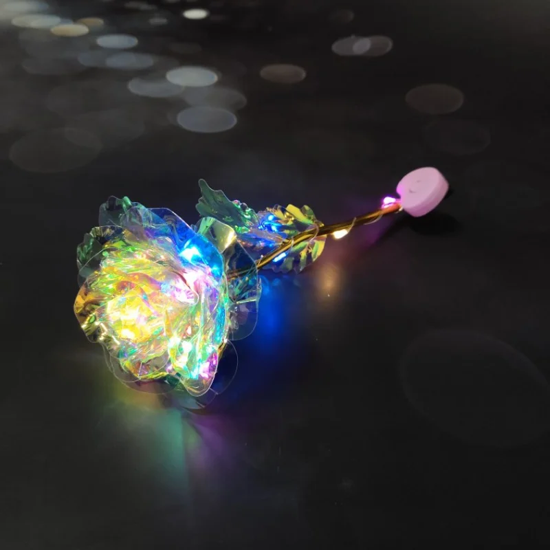 2021 LED галактика Роза вечная 24K Золотая фольга роза цветок подарок на День святого