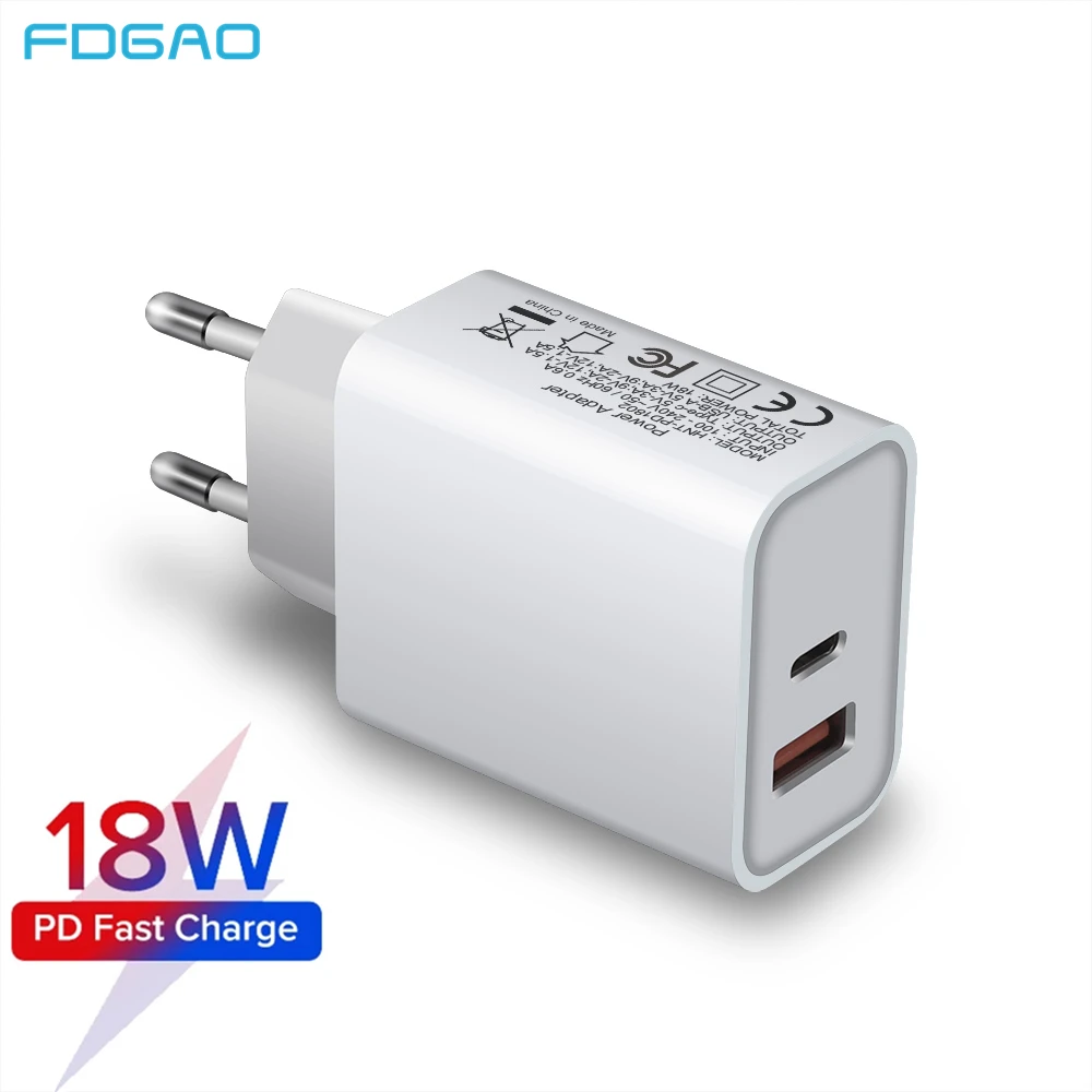 65 watt car charger 18W PD QC3.0 Fast Charging Type C Quick Charge 3.0 US Adapter Dual USB Charger For iPhone 13 12 11 Pro Max Mini SE XS XR 8 iPad usb c 30w