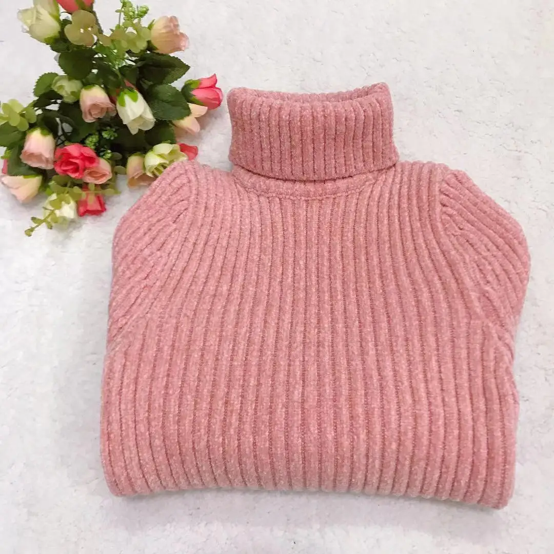 LEAPPAREL/Новое поступление; свитер для девочек; водолазка; вязаная плотная зимняя одежда; Однотонный хлопковый детский теплый свитер