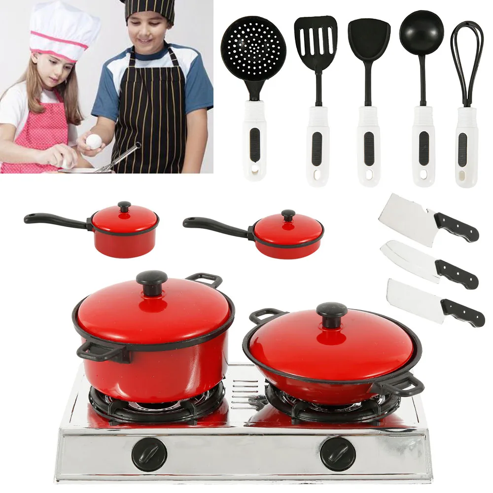 13PCS Mini Cooking Cookware Toddler Baby Kids Play House Toy Kitchen Utensils Pots Pans Food Dishes Toys Gift | Игрушки и хобби