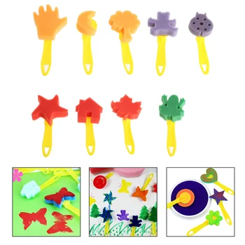

12Pcs Paint Brush Plastic Handle Seal Sponge Kid Painting Graffiti Toys Tool DIY K1AB