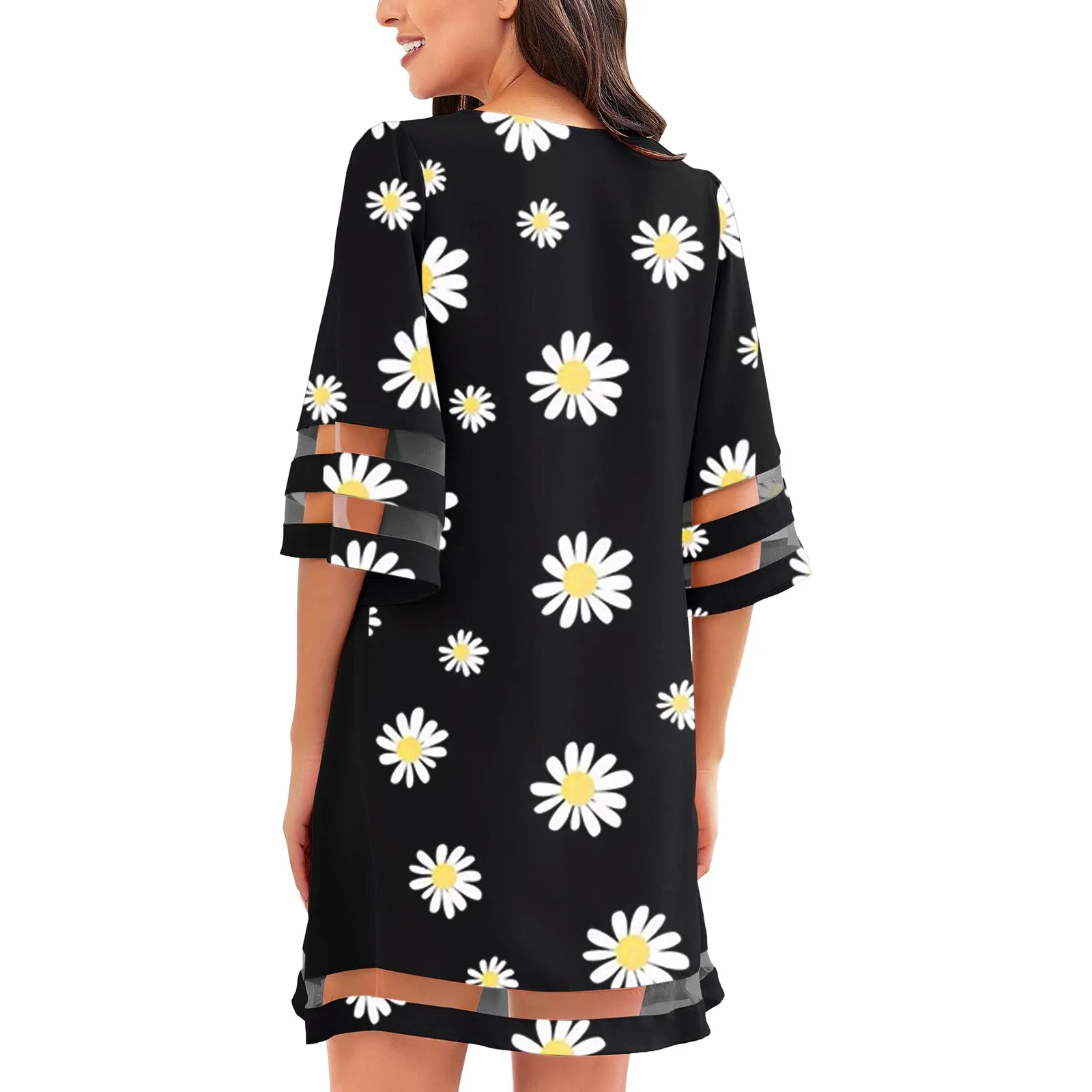 Sleeveless Dress for Women Women 2021 Fashion Short Sleeve Dress Sunflower Butterfly Dasiy Print Casual Work Skirt 