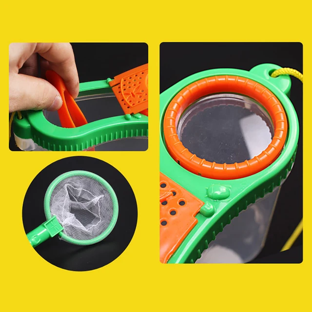 Kids Bug Viewer Outdoor Box Magnifier Observer Kit Insect Catcher Cage with Tweezers Net for Children Science Nature Exploration 3